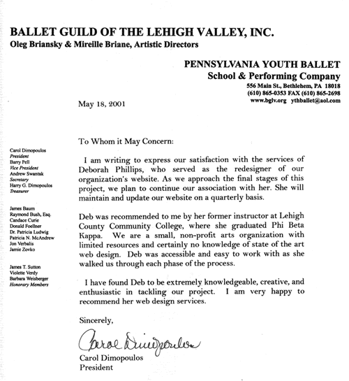 Image of Testimonial Letter from Carol Dimopoulos