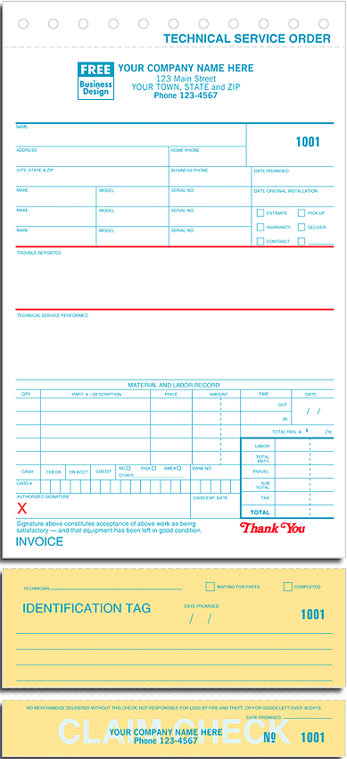 Technical Service Order Invoice - Form 313