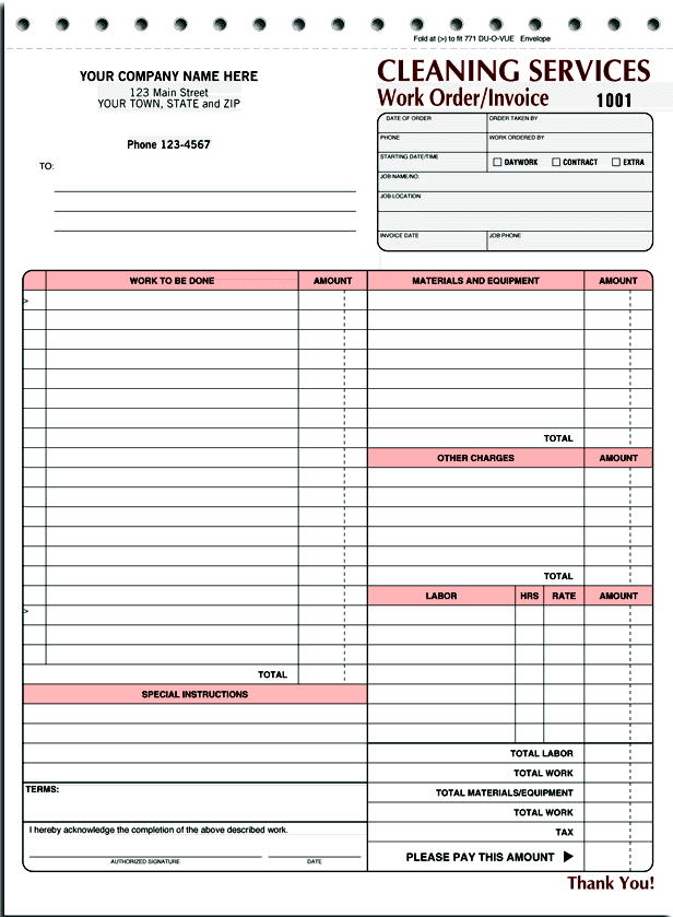 cleaning work orders - Form 6527