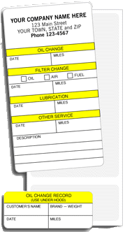 automotive service labels - Form 315