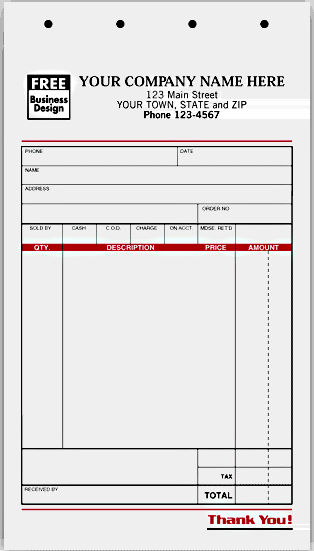 small sales slips - Form 2590