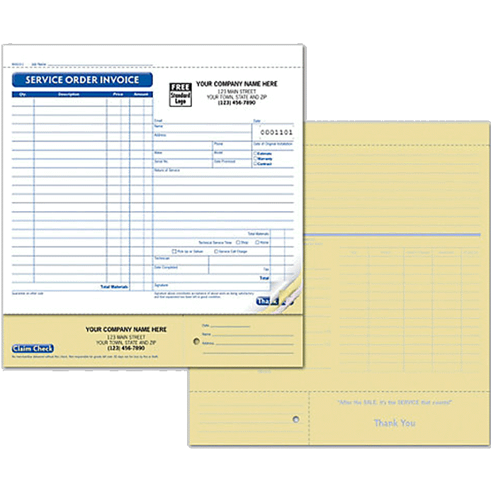 service order with key tag  claim checks - Form 311