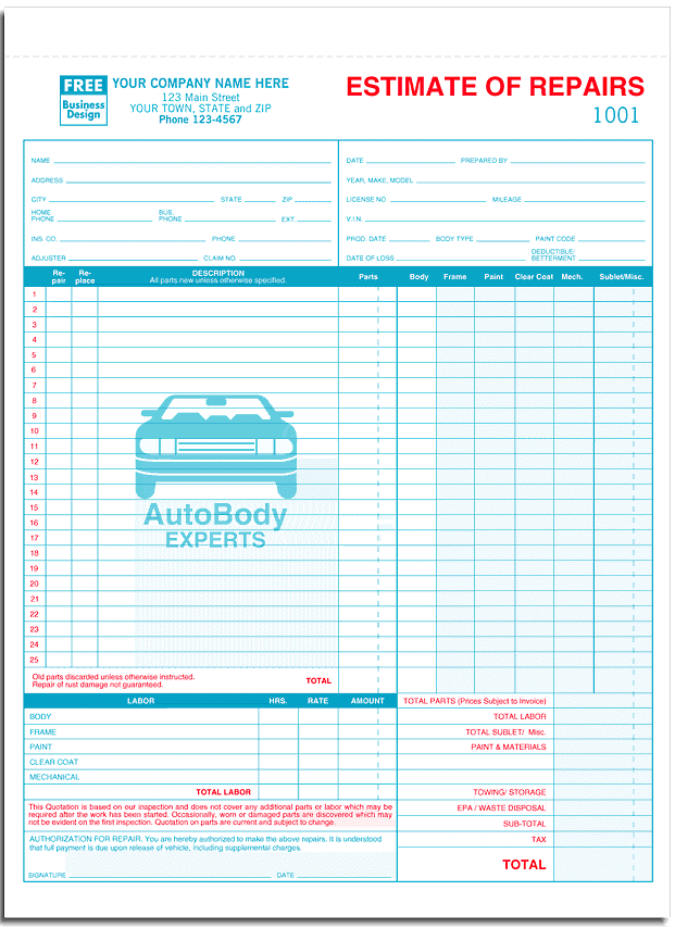 sstimate of repairs - Form 5537