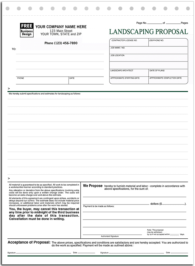 landscaping proposal - Lawn Maintenance Form 5568