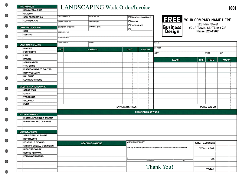 HVAC Horizontal Service Order Invoice - Form 6534